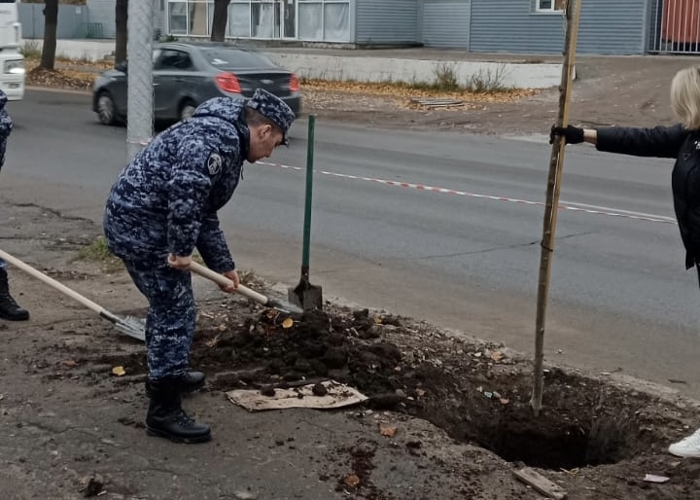 Единый день озеленения в Рязанской области: свыше 4000 деревьев и кустарников высажено, сотрудники вневедомственной охраны приняли участие